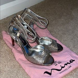 Silver high heels